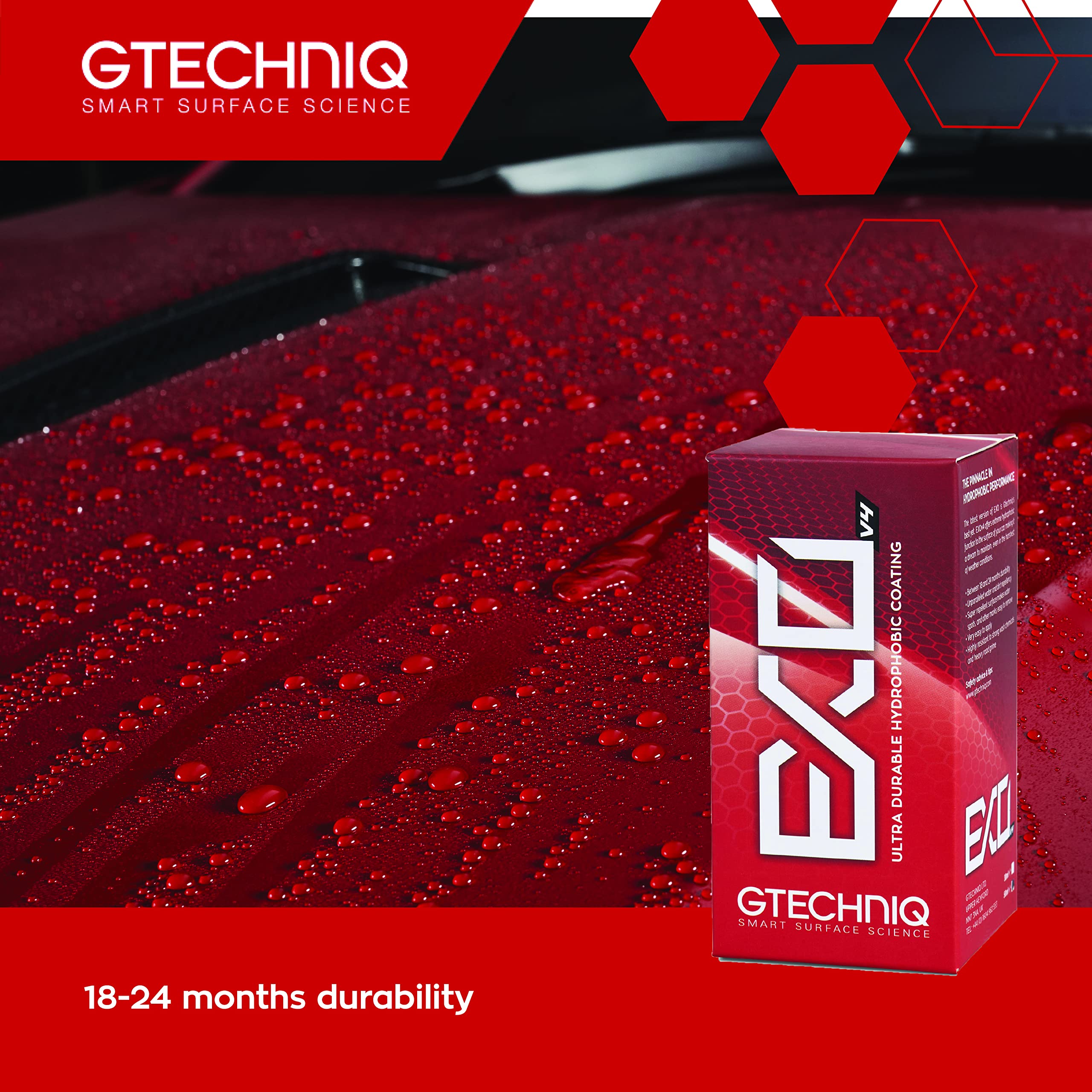 Gtechniq EXO Crystal being wiped onto car paint for durable protection.