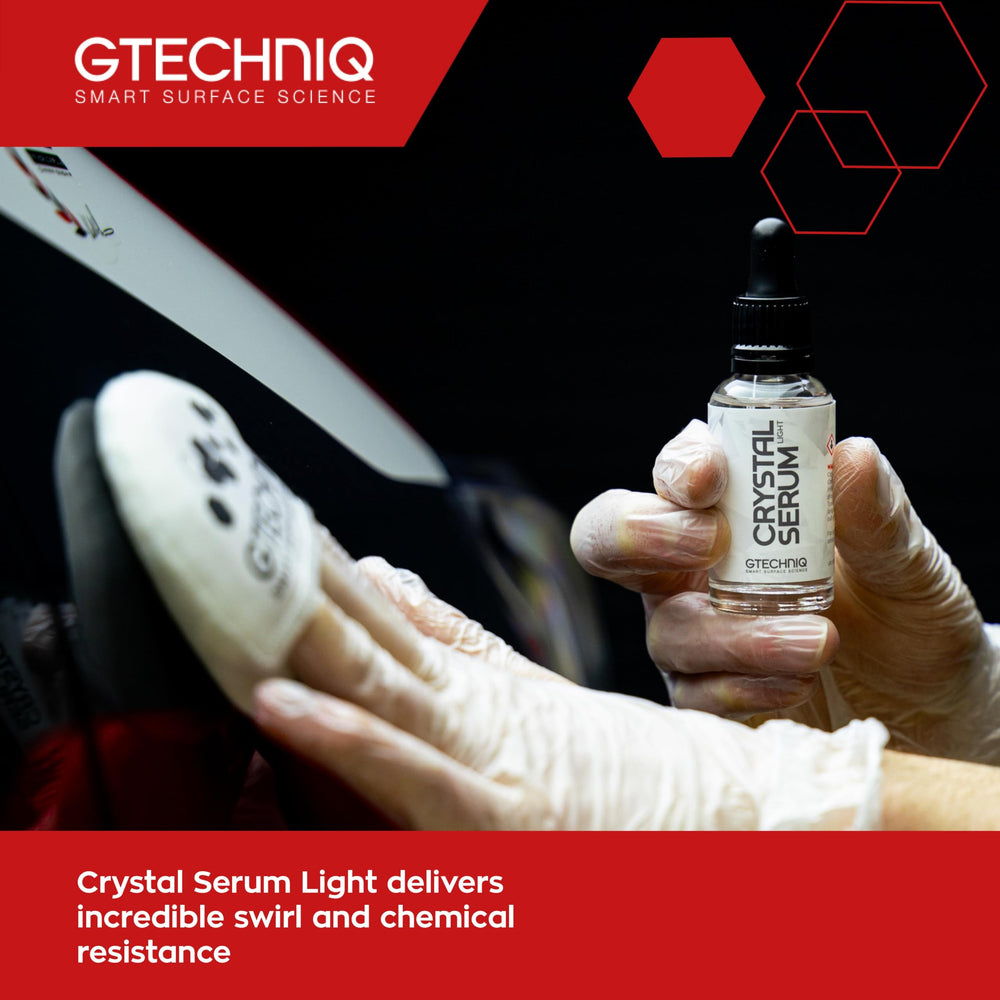 Gtechniq EXO and Crystal Serum Light improve swirl resistance on painted surfaces.