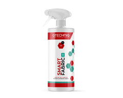 Gtechniq I1 Smart Fabric Protection bottle application demonstrates easy spray-on coverage for interiors.