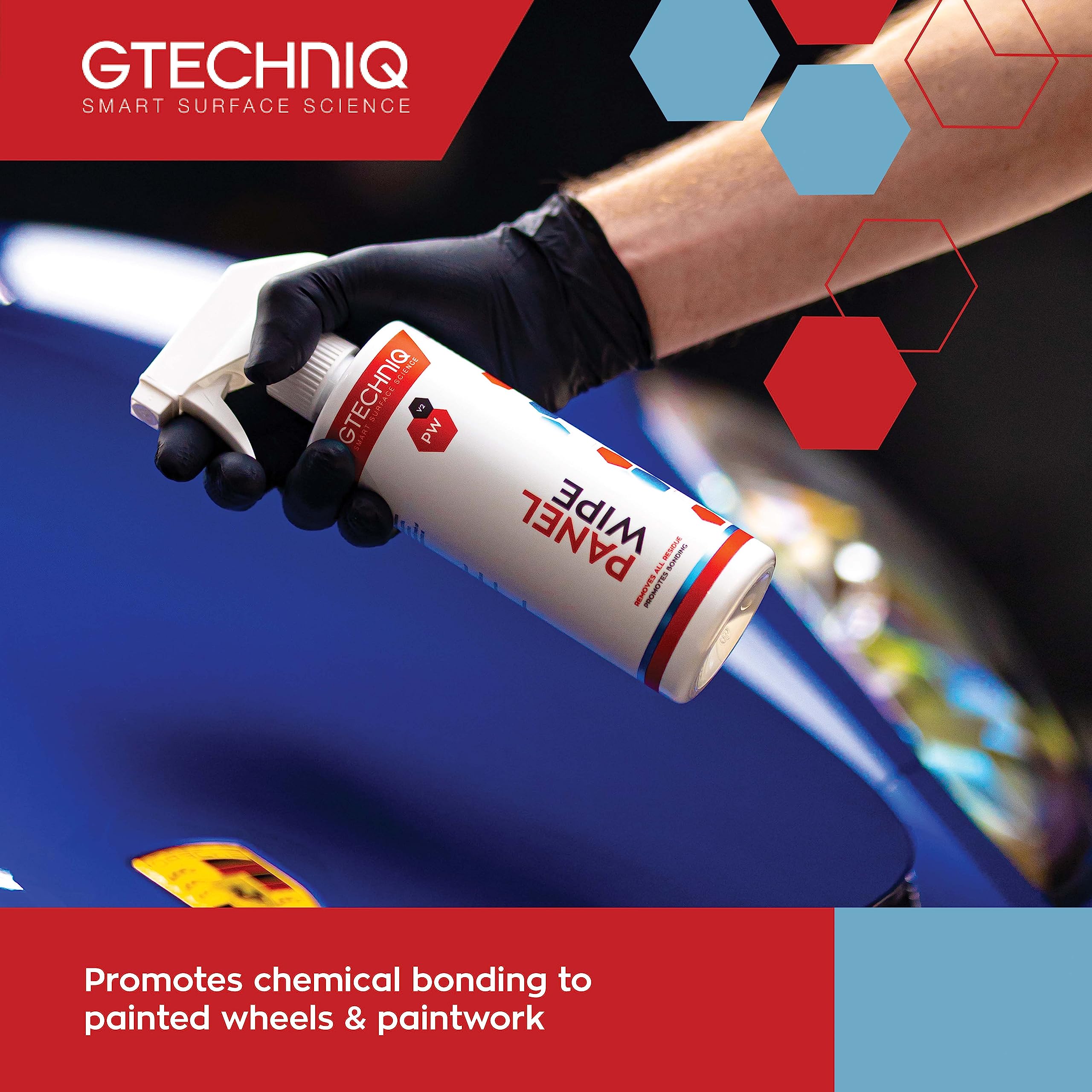 Gtechniq Panel Wipe surface prep demonstrates degreaser formula removing residues before coating
