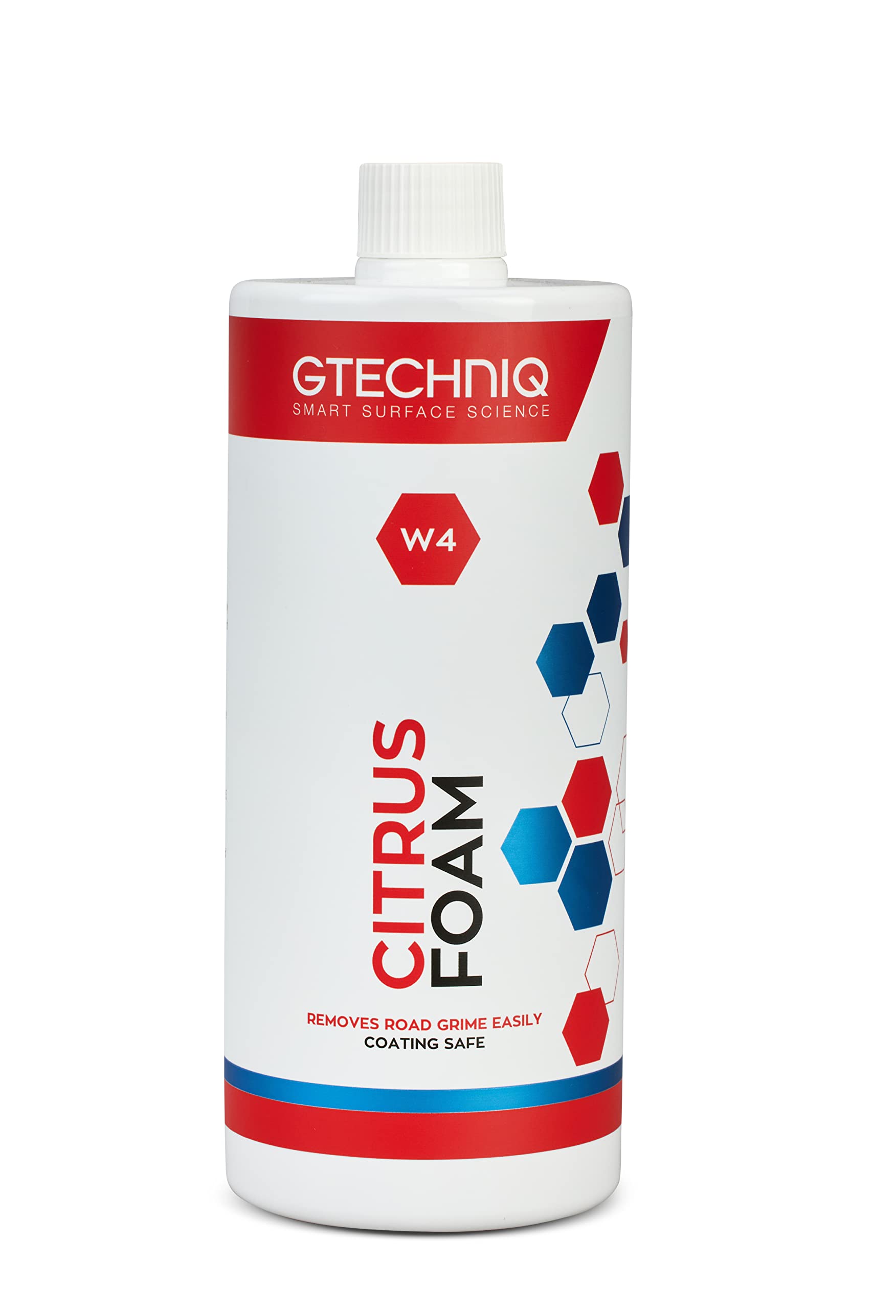 Gtechniq W4 Citrus Foam Shampoo bottle 1L for quick, thorough cleaning.