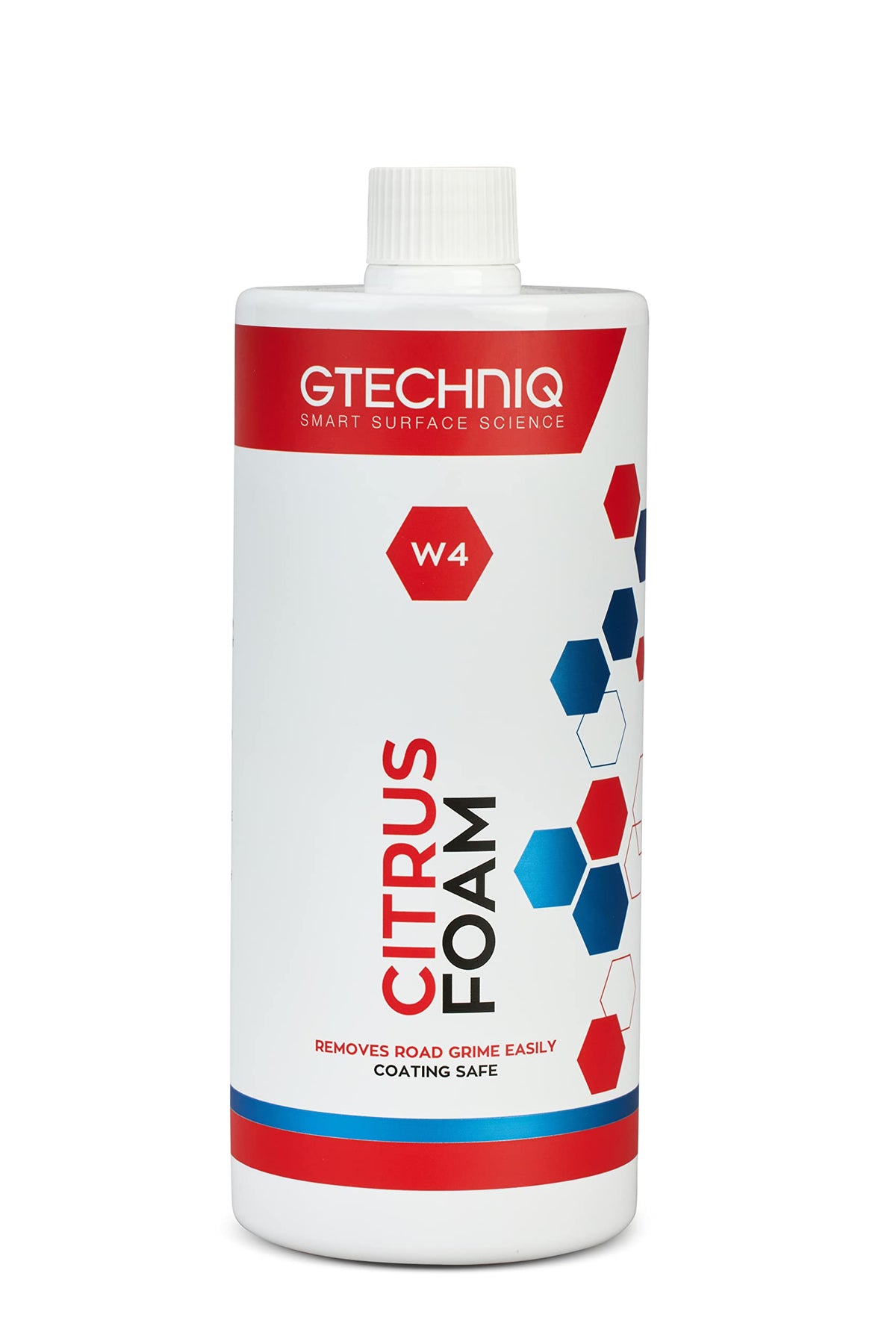 Gtechniq W4 Citrus Foam Shampoo bottle 1L for quick, thorough cleaning.