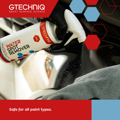 Applying Gtechniq W9 on car body to remove mineral deposits.
