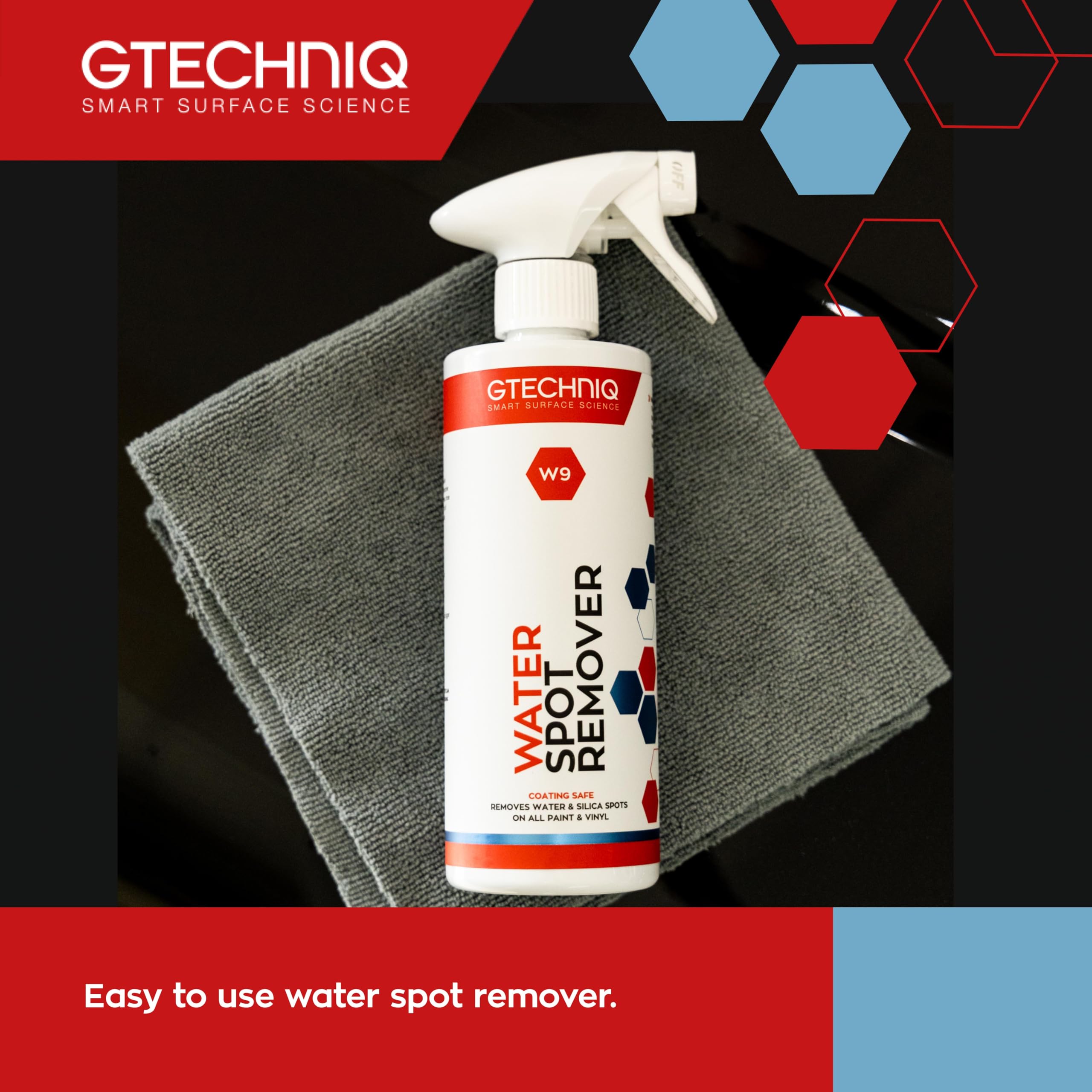 Gtechniq W9 closeup removing silica scale from a surface.