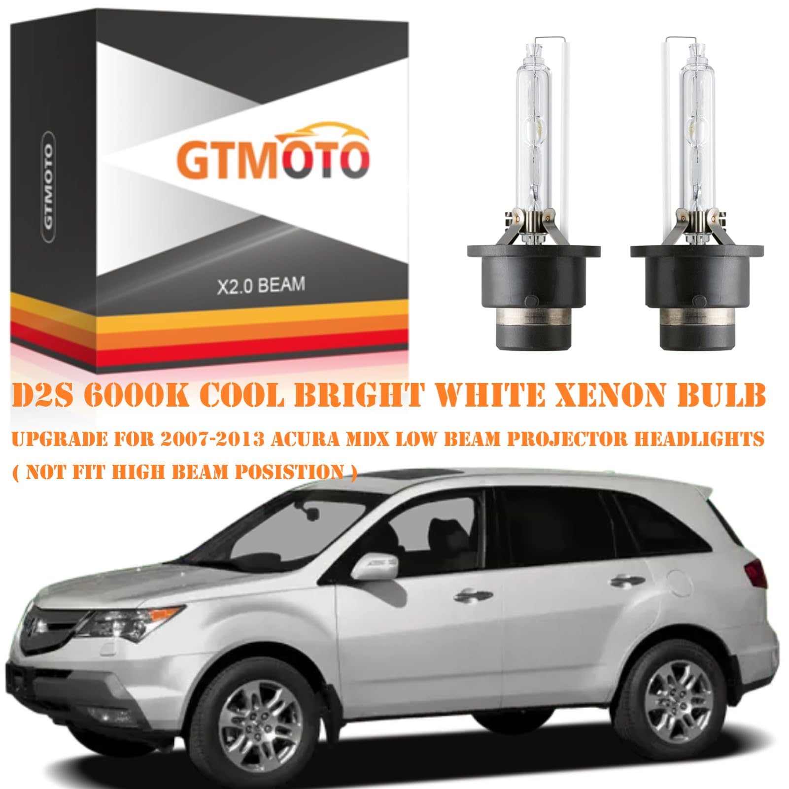 GTMOTO Acura MDX headlamp bulbs installed for quick upgrade.