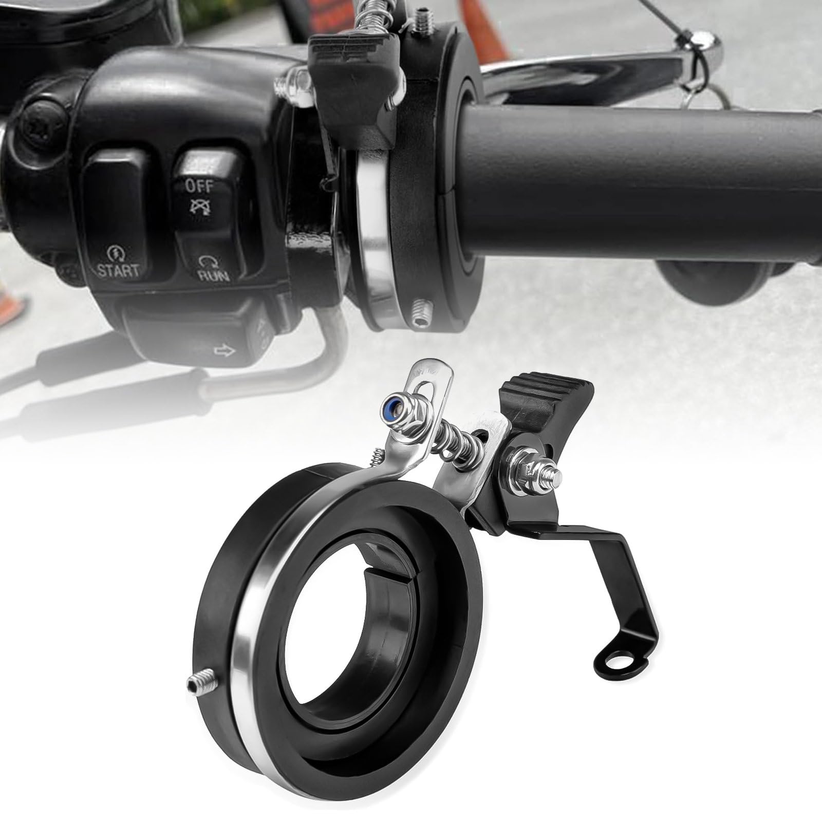 GUAIMI cruise control mounted on Harley grip for smooth long-ride throttle management.