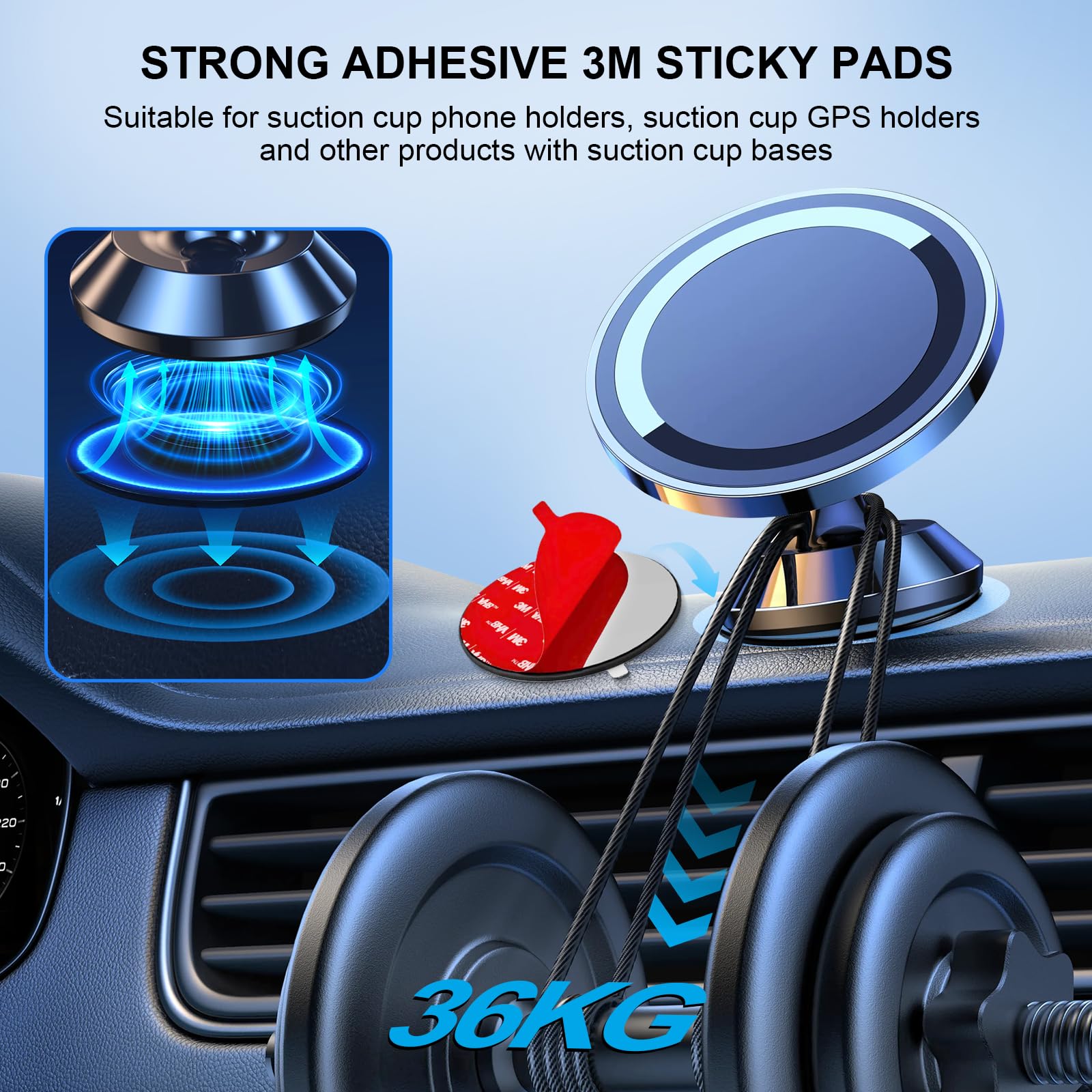 GUANDA dashboard disk 5-layer core adapts to curved dashboards for a flat base.