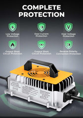 Guanlan 29.2V charger side view with accessible ports and protections.