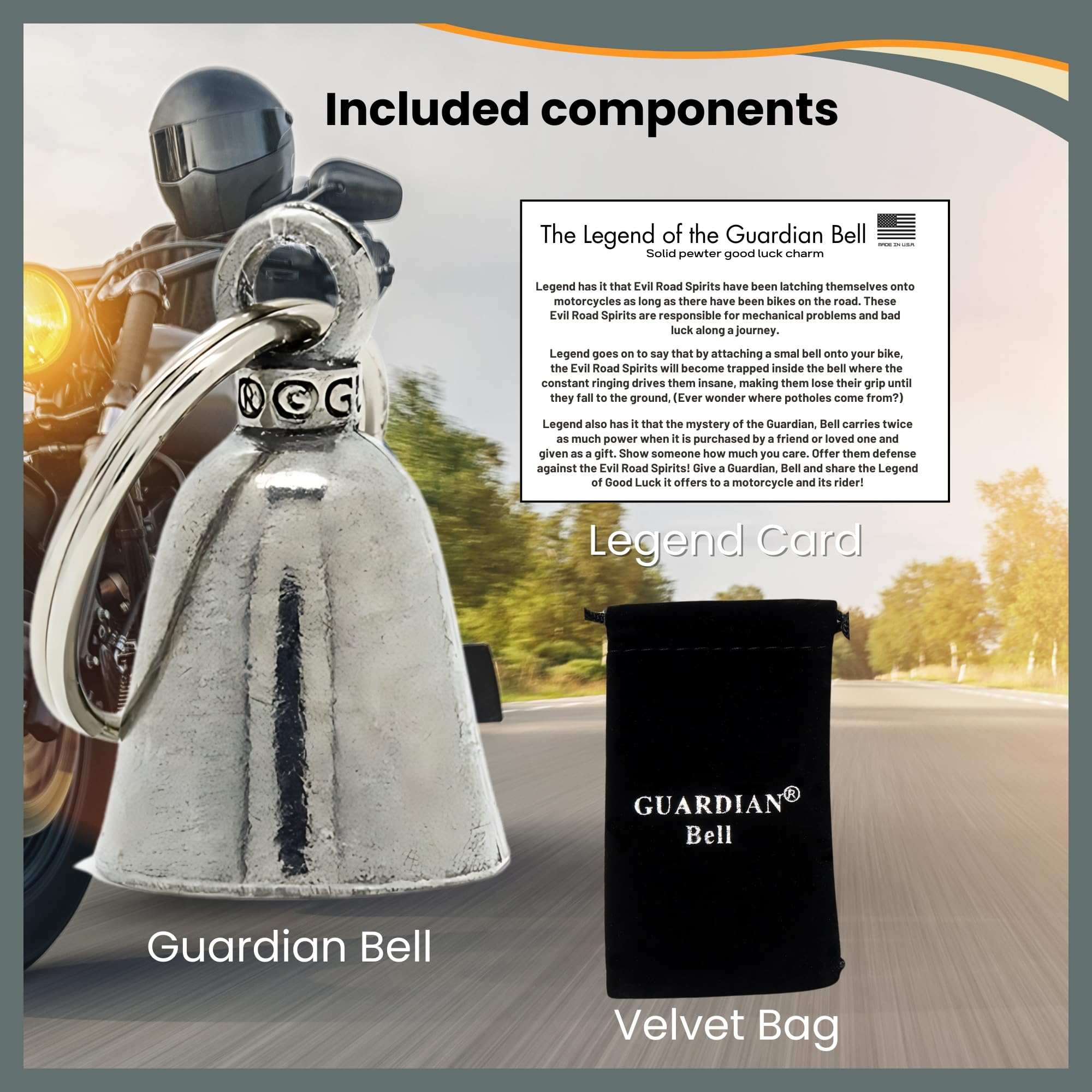 Guardian Bell Howling Wolf on bike demonstrates compact, durable rider accessory.