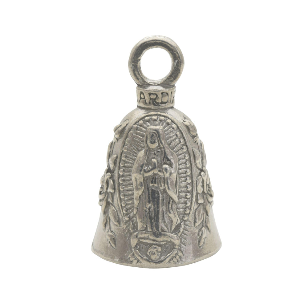 Guardian Bell Virgin Mary pewter close-up highlights craftsmanship