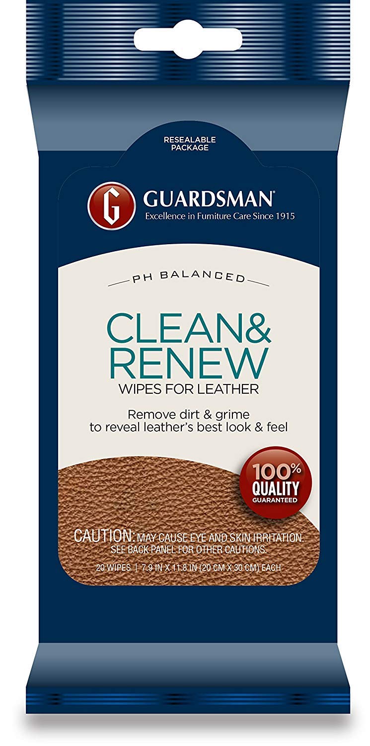 Guardsman Clean and Renew Leather Wipes 2-pack for convenient leather interior cleaning.