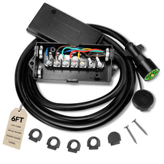 Gubrdfrsod 7-pin junction box front view with color-coded terminals for easy wiring