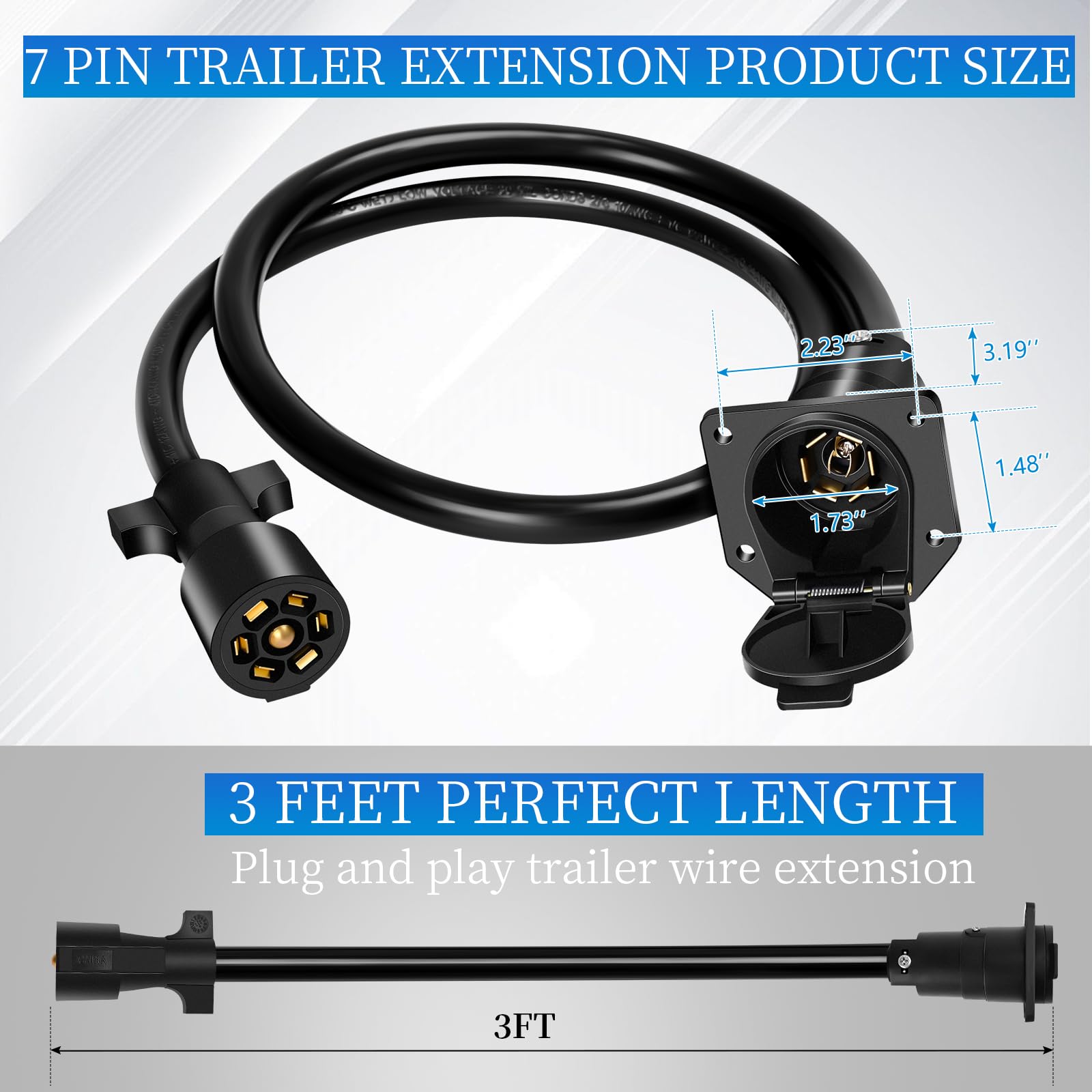 Gubrdfrsod ABS inner shell strengthens durability for trailer wiring.