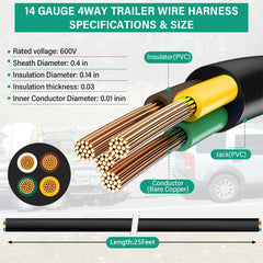 Gubrdfrsod pure copper 4-wire trailer wire ensures reliable conductivity