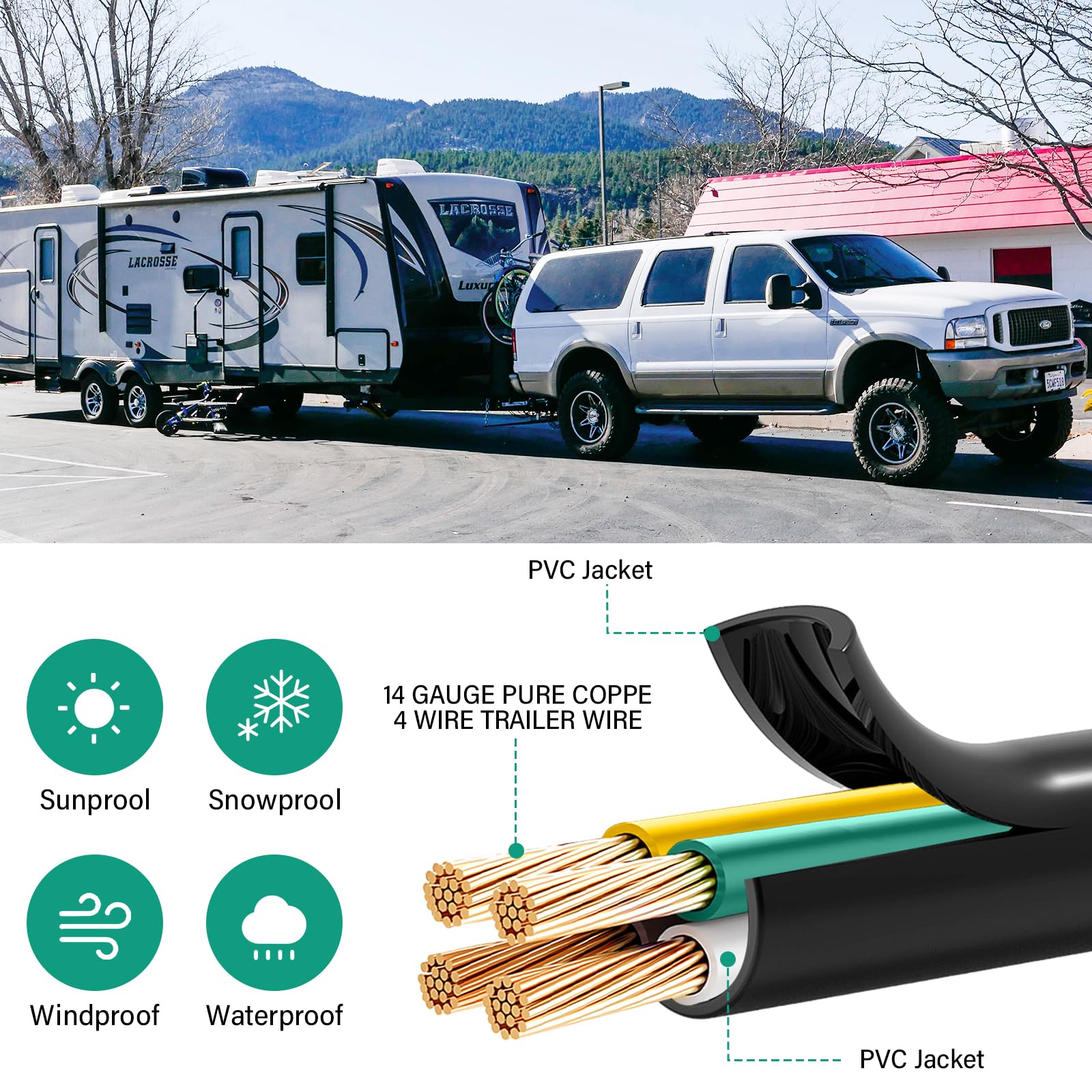 Gubrdfrsod PVC-sheathed waterproof trailer cable for outdoor use