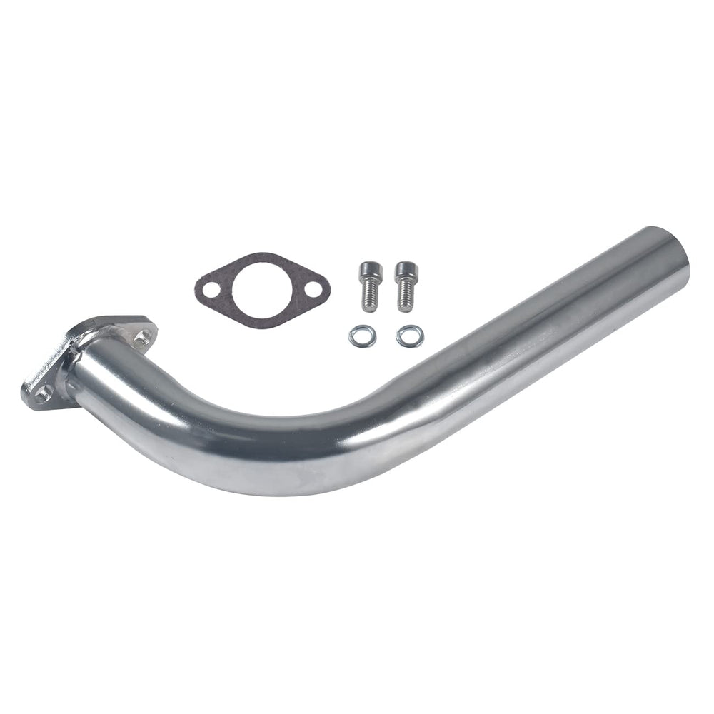Gucididak exhaust header pipe closeup showing durable welds for Predator 420cc.