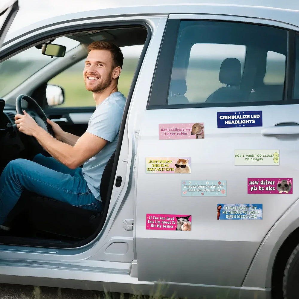 GudaAphrmix 10-4x3-8 inch bumper sticker showing bold visibility on a vehicle.
