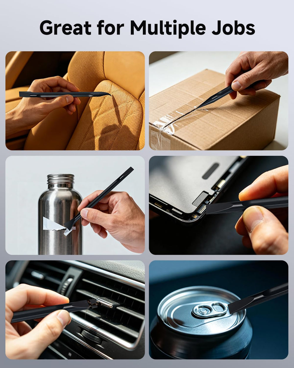 GUIOEIE removing sticker from glass showing adhesive removal ease