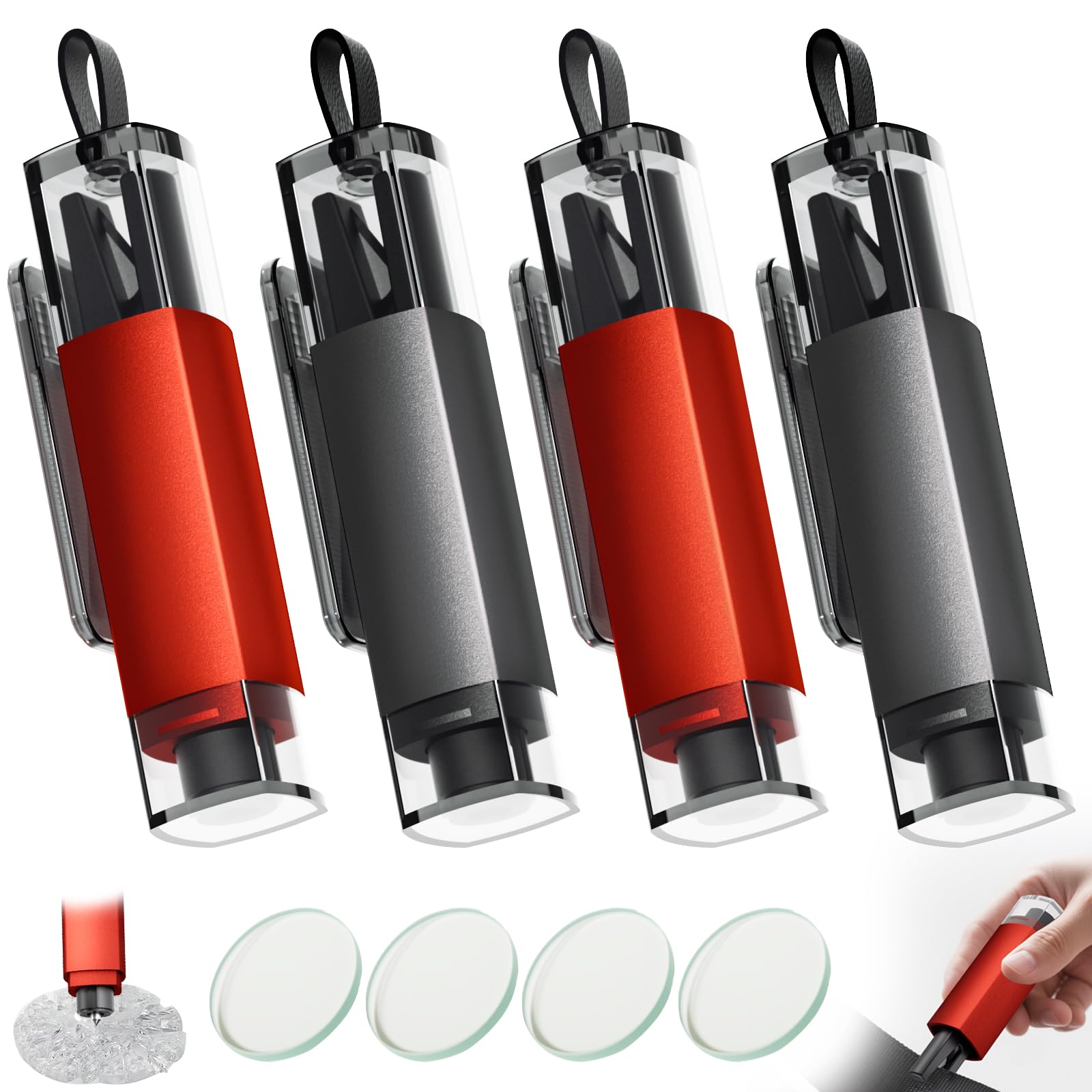 Guistekno 4-pack window breaker kit for quick escape in car emergencies.