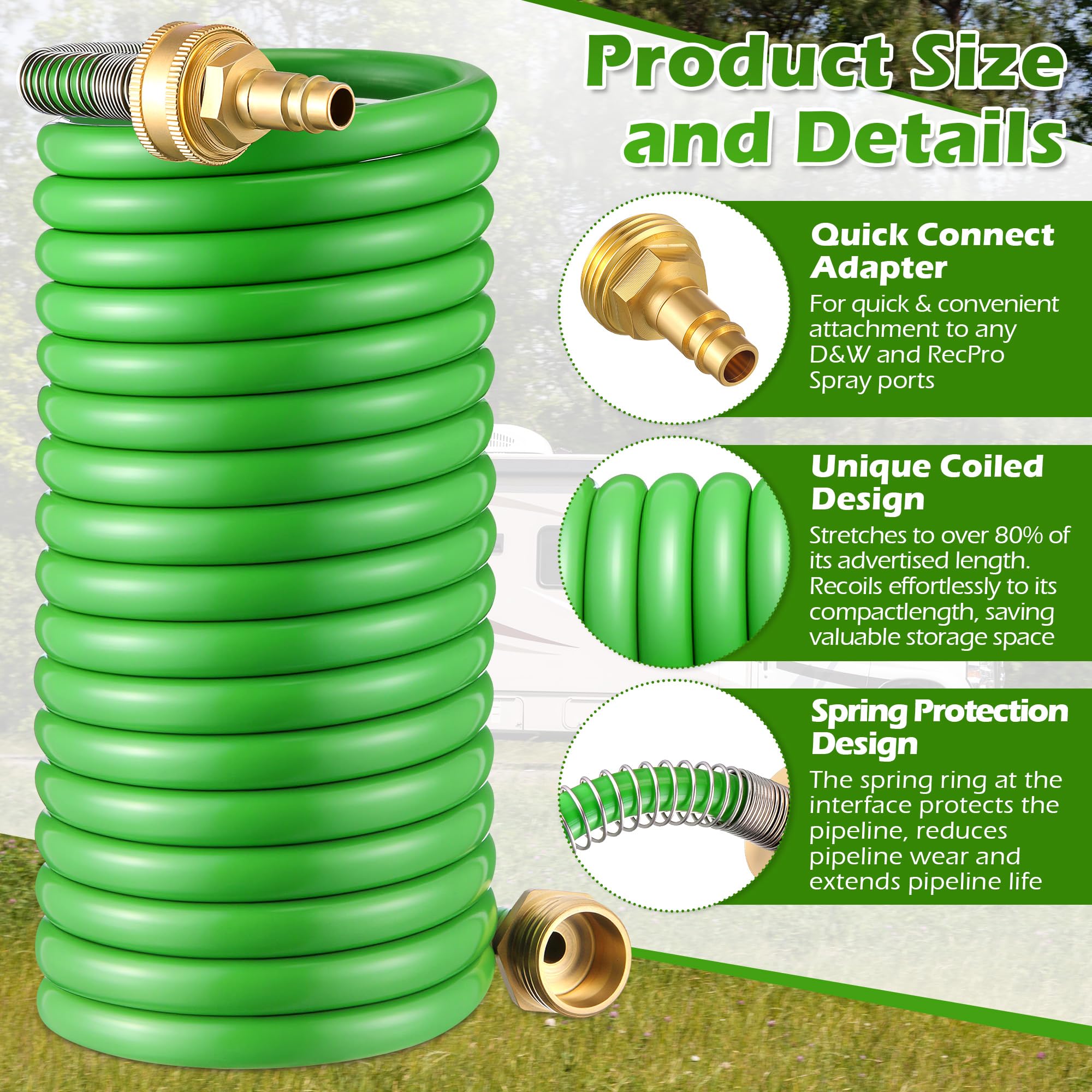 Gulfmew exterior shower hose with 3/4 inch garden fitting ready for backyard watering