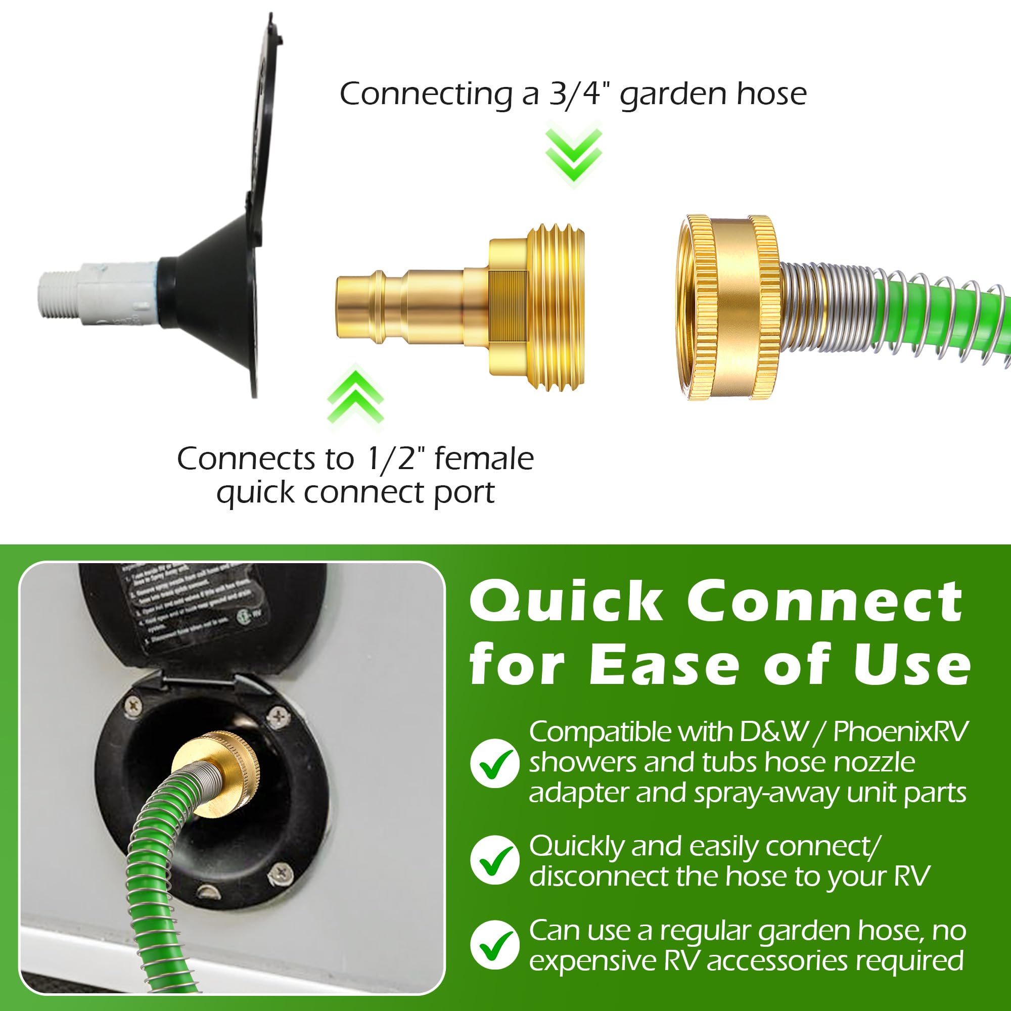 Gulfmew spring guard on hose prevents kinks and leaks during use