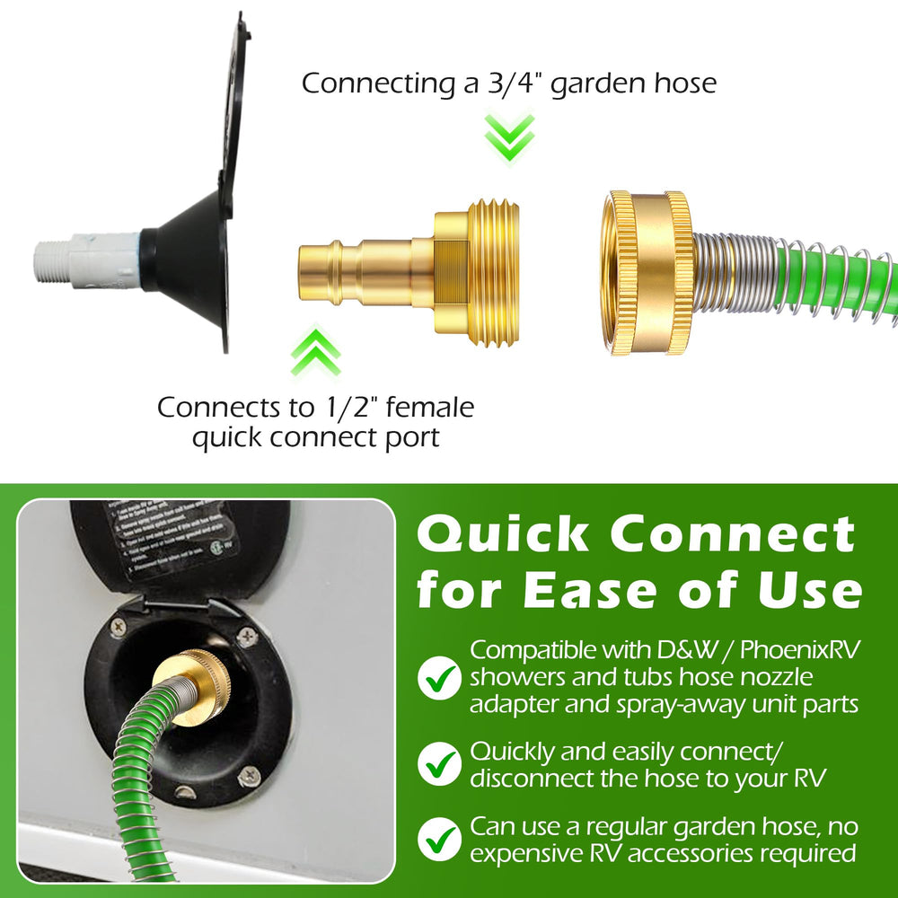 Gulfmew spring guard on hose prevents kinks and leaks during use