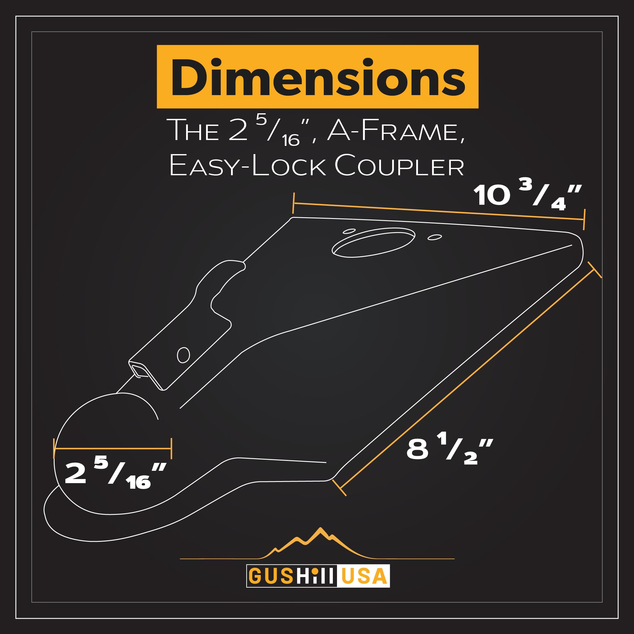 GusHill GH25200 A-frame coupler side view shows rugged construction for weather resistance.