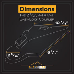 GusHill GH25200 A-frame coupler side view shows rugged construction for weather resistance.
