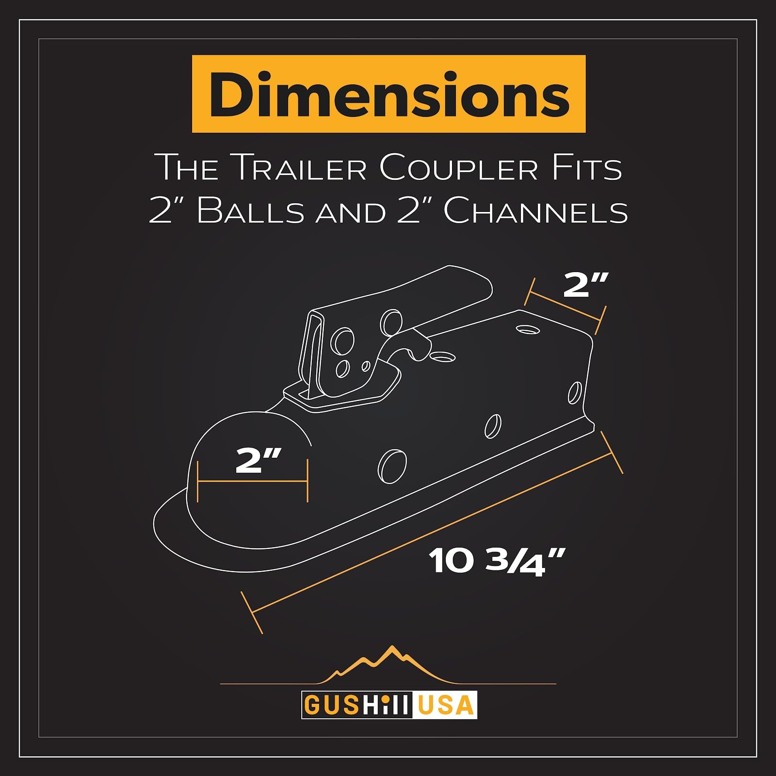GusHill GH25153 2-inch hitch ball compatible coupler with zinc plating for weather resistance