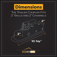 GusHill GH25153 2-inch hitch ball compatible coupler with zinc plating for weather resistance