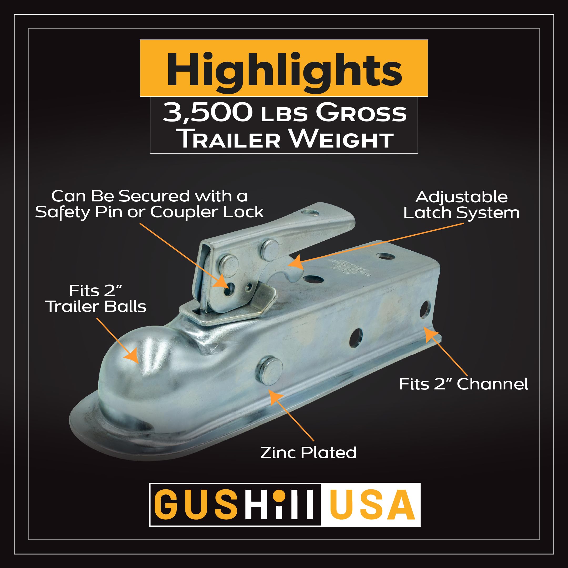 GusHill GH25153 rated 3,500 lbs gross weight for robust utility trailer towing