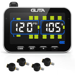 GUTA GT20 color display showing real-time tire data for safer travel.