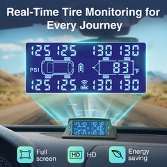 GUTA GT40 LCD display close-up showing tire status at a glance.