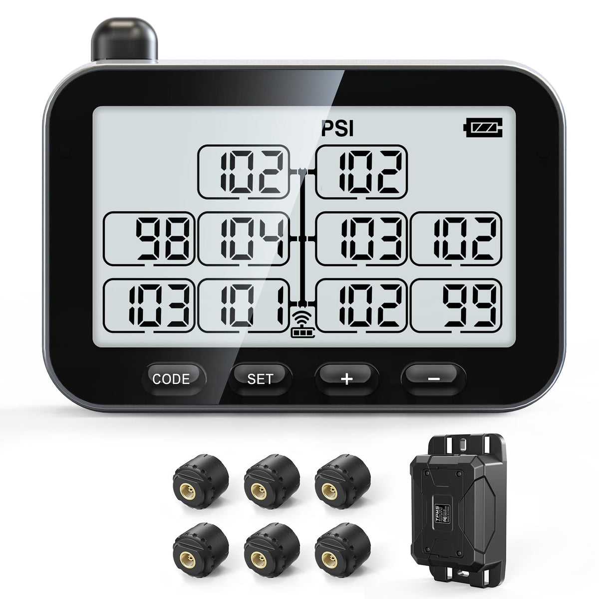 GUTA Trailer TPMS display showing real-time tire data for quick safety checks