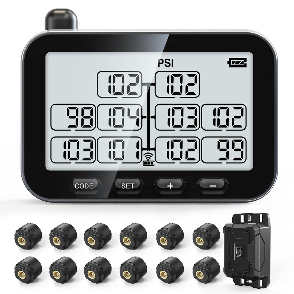 GUTA trailer TPMS front display shows up to ten tires at a glance.