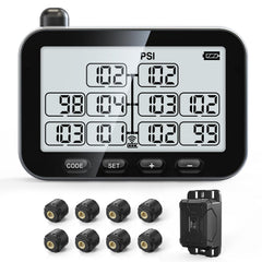 GUTA TPMS front display shows tire data for safer RV travel