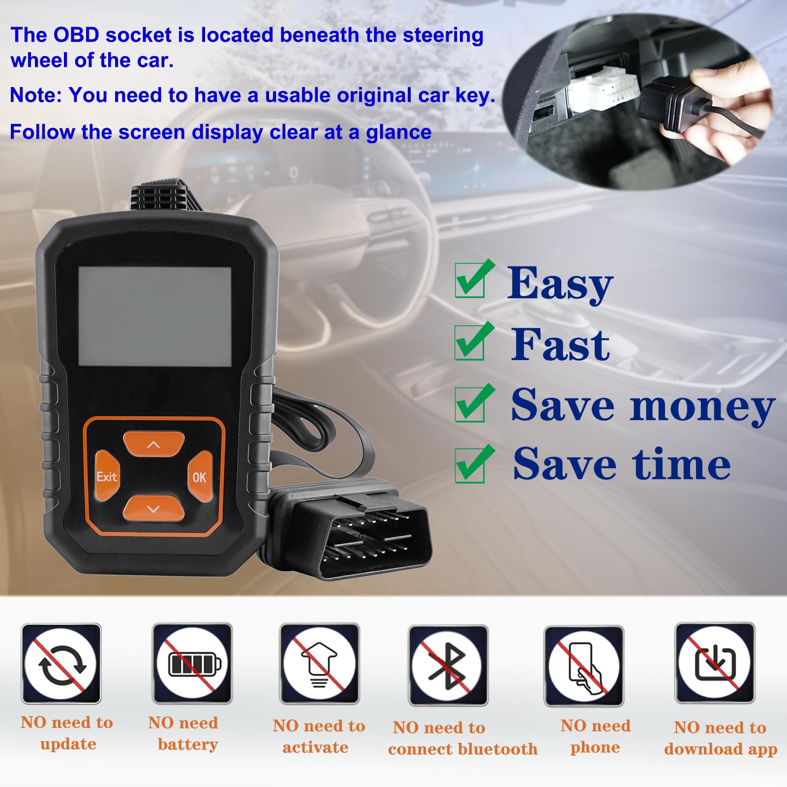 Gvolinkdpe OBD tool display included for quick programming in the kit