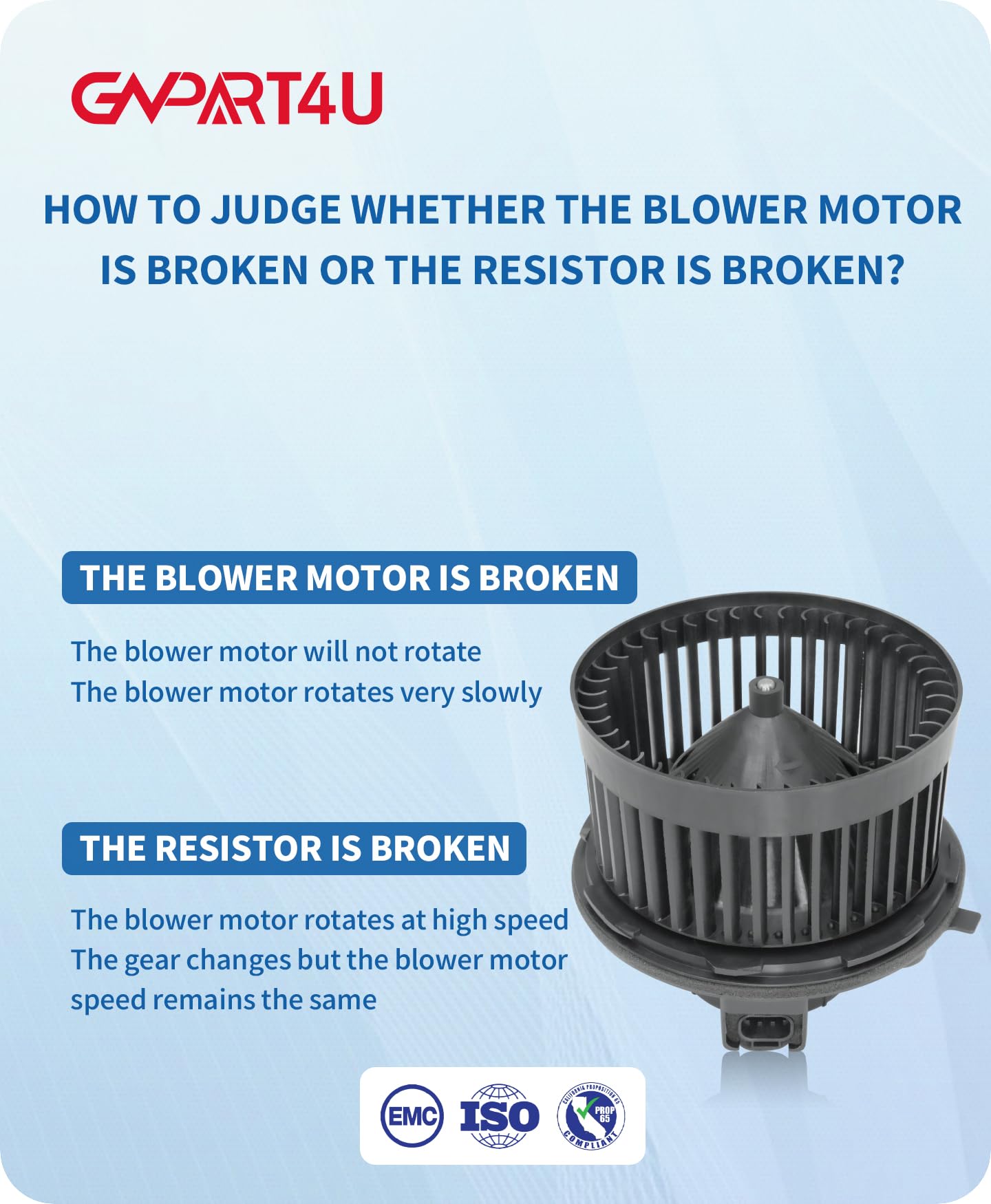 GVPART4U front blower motor for Chevy Suburban delivers reliable airflow.