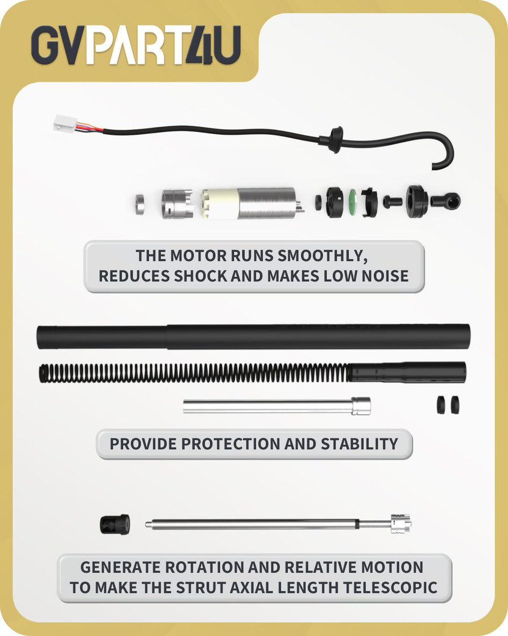 GVPART4U liftgate actuator package includes two connectors for plug-in installation