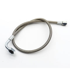 GXARTS 24-inch billet steel braided oil feed line for durable turbo installations.