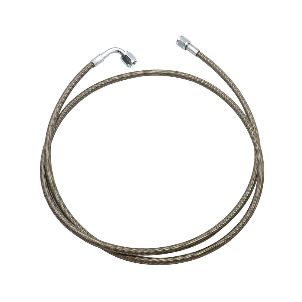 GXARTS 60in braided turbo oil feed line with 4AN 90deg end for reliable routing.