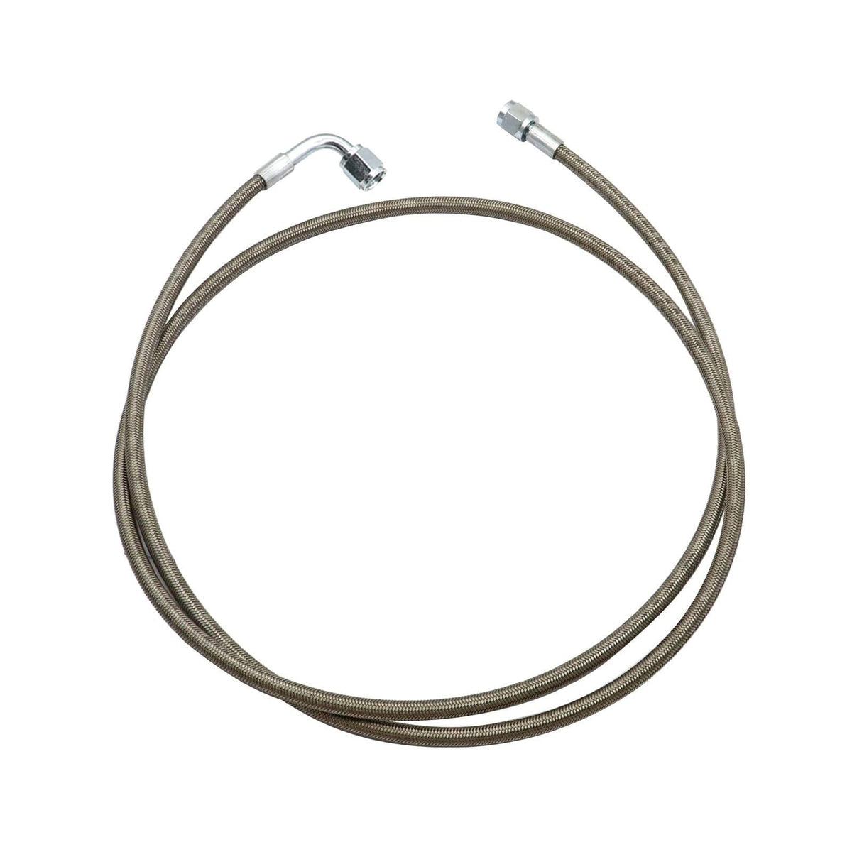 GXARTS 60in braided turbo oil feed line with 4AN 90deg end for reliable routing.