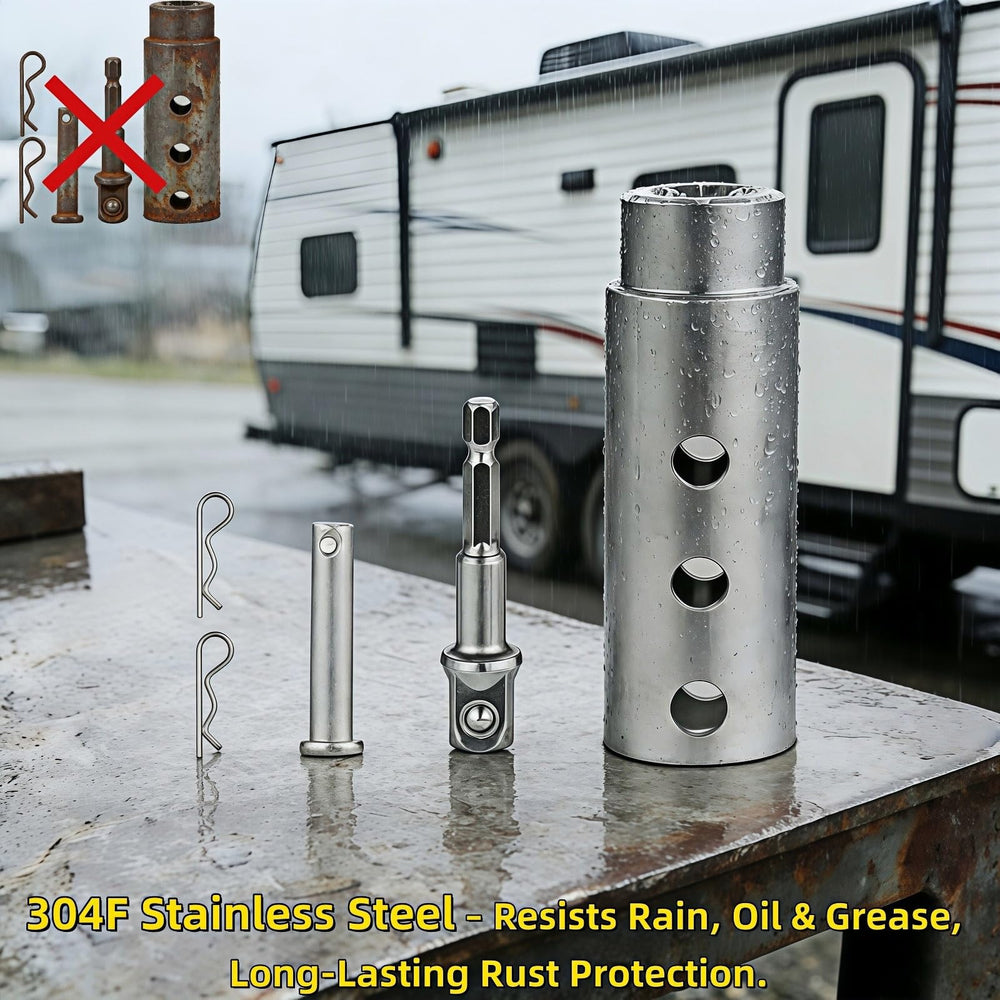 GXZZ trailer jack drill adapter with cotter pins ready for mounting