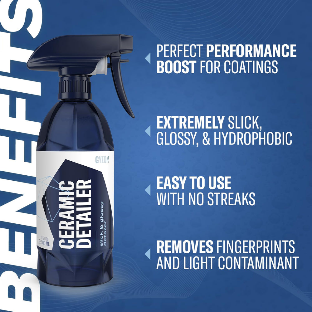 Gyeon Ceramic Detailer in action demonstrates fast spray-and-wipe gloss.