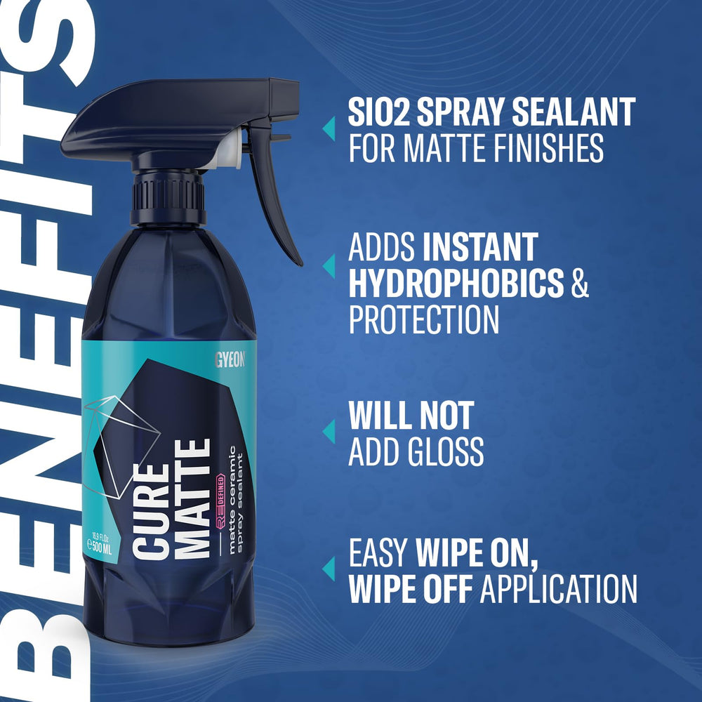 GYEON Cure Matte shows water bead formation on satin paint