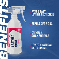 Gyeon Leather Coat creates an invisible shield preserving leather’s natural look.