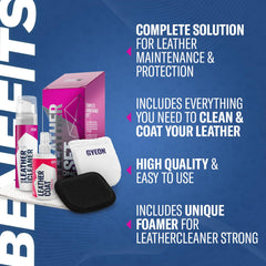 Gyeon Leather Set foam dispenser enables quick, even leather cleaning.