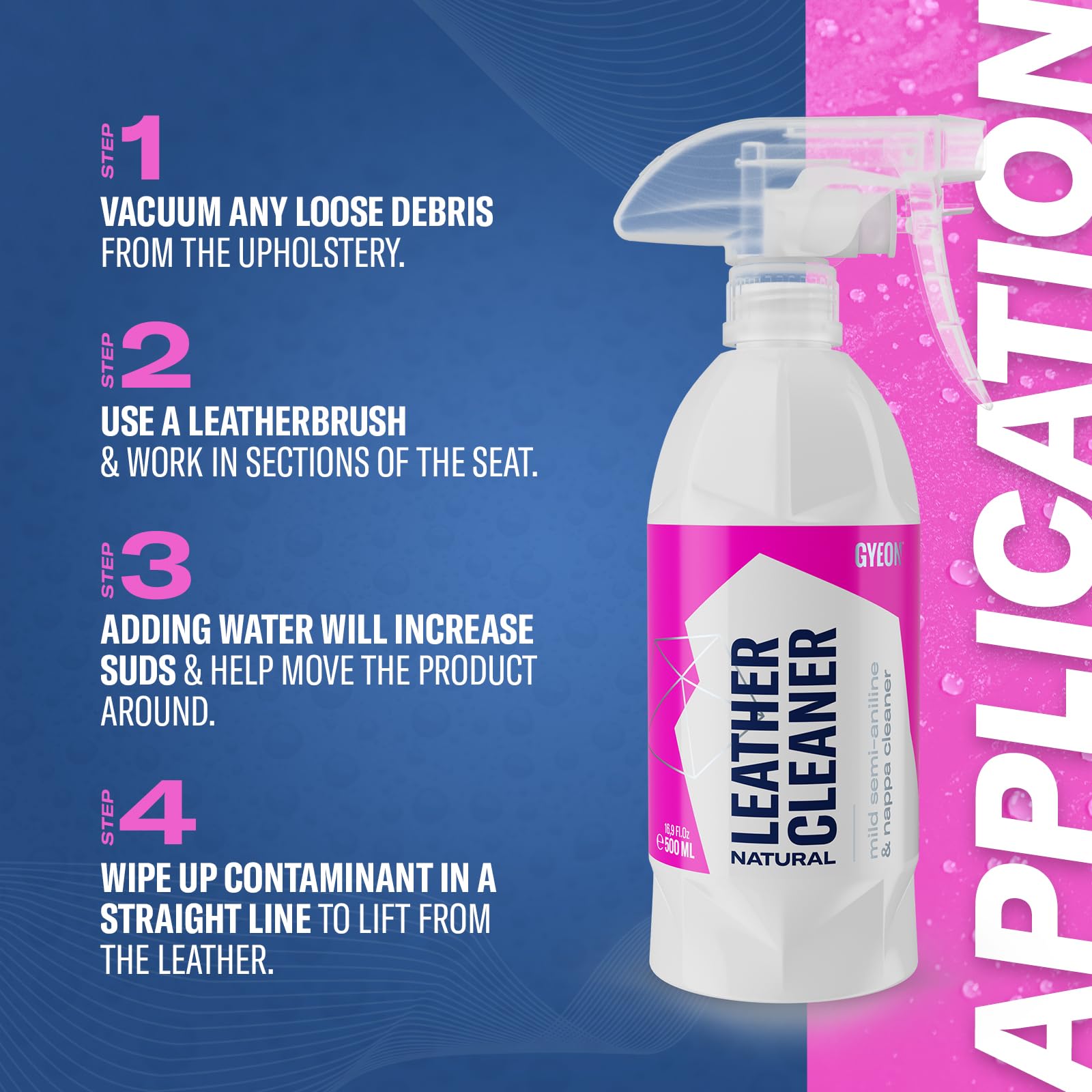 GYEON LeatherCleaner Natural spray application for gentle, pH-balanced leather care