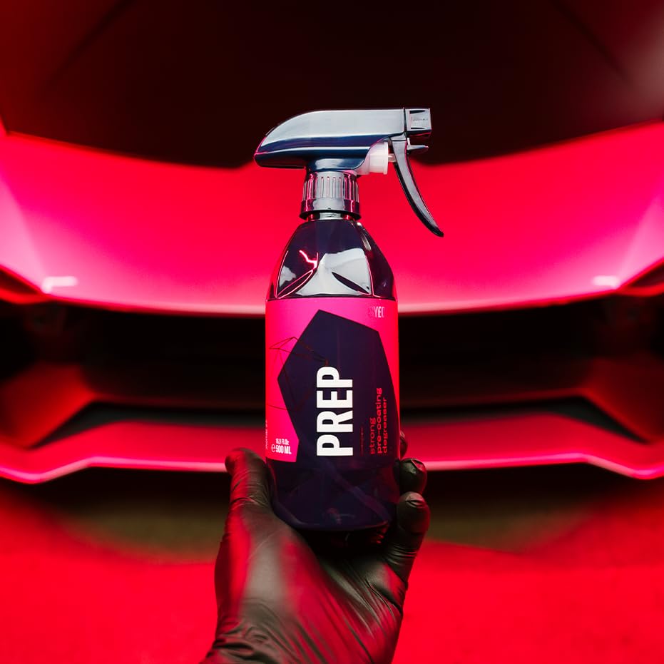 Gyeon Prep Redefined application on car panel showing surface cleansing