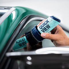Gyeon Quartz QuickView drying wipe-off illustrates fast removal after coating.